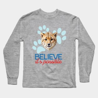 Cute Cheetah Minimalist Style Art | Believe, it's possible Long Sleeve T-Shirt